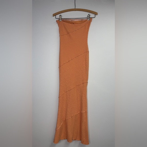 Princess Polly Oscar Midi Dress Orange Vibrant‎ Strapless Size 4 - Picture 5 of 6